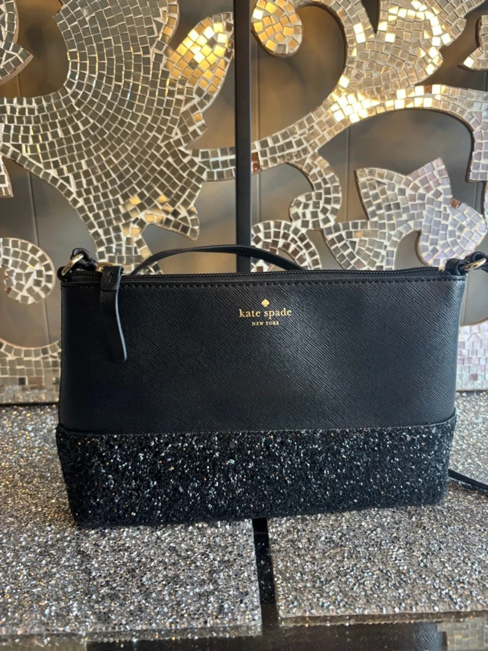 ⭐️Kate Spade Black Glitter‎ Crossbody Bag